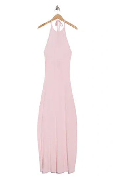 Go Couture Fitted Maxi Halter Dress In Pink