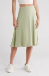 Go Couture Flare Midi Skirt In Sage