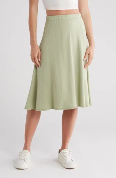 Go Couture Flare Midi Skirt In Sage