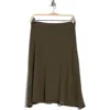 Go Couture Flared Pull-on Midi Skirt In Green