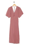 Go Couture Flutter Sleeve Midi Dress In Purple