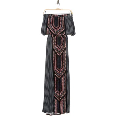 Go Couture Front Cutout Maxi Dress In Black Multi Geo Print