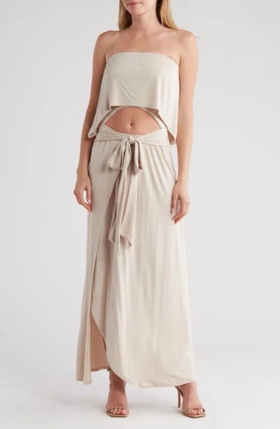 Go Couture Front Cutout Maxi Dress In Neutral
