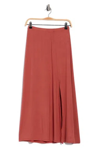 Go Couture Front Split Maxi Skirt In Brown