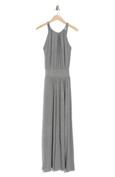 Go Couture Halter Maxi Dress In Warm Heather Grey