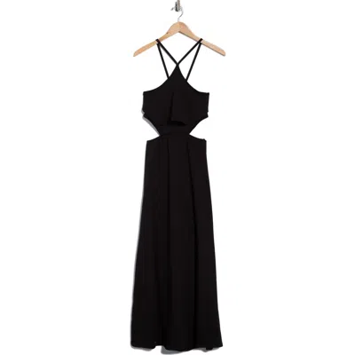 Go Couture Halter Side Cutout Maxi Dress In Black