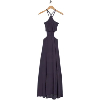 Go Couture Halter Side Cutout Maxi Dress In Blue