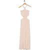 Go Couture Halter Side Cutout Maxi Dress In Neutral