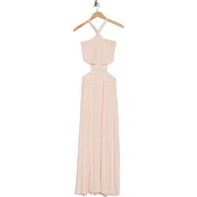 Go Couture Halter Side Cutout Maxi Dress In Neutral