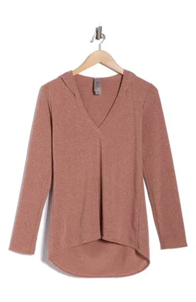 Go Couture Hooded High-low Tunic In Brown