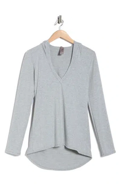 Go Couture Hooded High-low Tunic In Gray