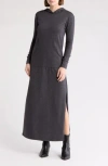 Go Couture Hooded Maxi Dress In Charcoal French Terry