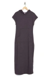 Go Couture Hooded Short Sleeve Maxi Dress In Eggplant