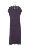 Go Couture Hooded Short Sleeve Maxi Dress In Purple