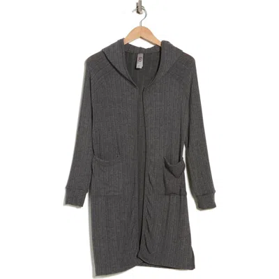 Go Couture Hooded Sweater Cardigan In Gray