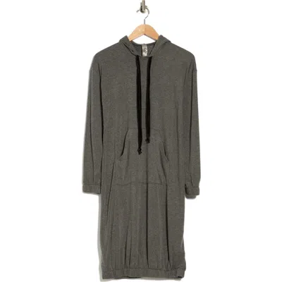Go Couture Hooded Sweatshirt Dress In Heather Grey