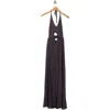 Go Couture Keyhole Halter Jersey Midi Dress In Blue
