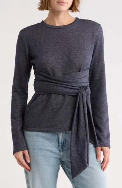 Go Couture Knit Front Knit Sweater In Blue