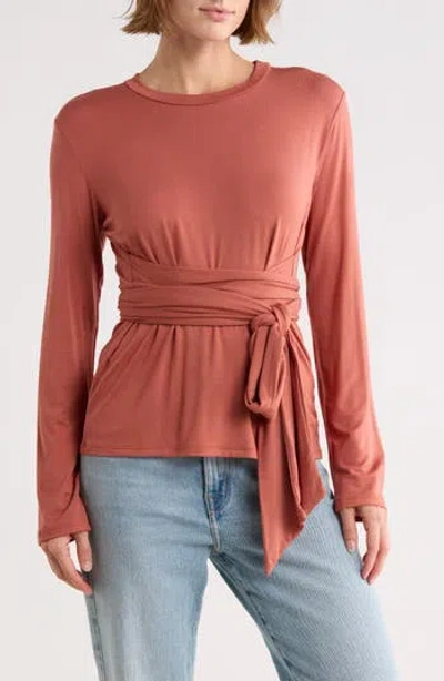 Go Couture Knit Front Knit Sweater In Brown