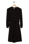 Go Couture Long Sleeve A-line Dress In Black