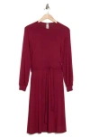 Go Couture Long Sleeve A-line Dress In Burgundy