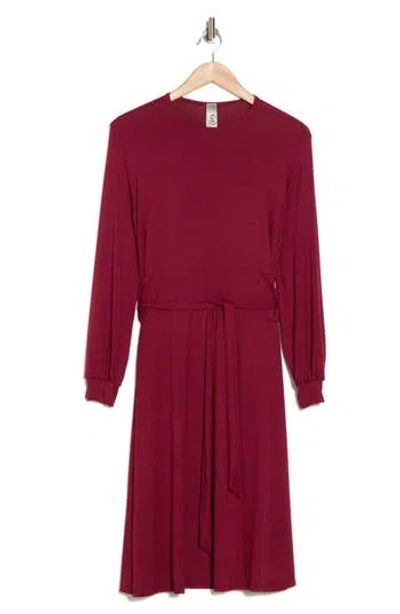 Go Couture Long Sleeve A-line Dress In Burgundy