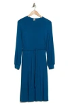 Go Couture Long Sleeve A-line Dress In Gibraltar Blue