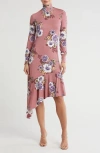 Go Couture Long Sleeve Asymmetric In Clay And Black Floral