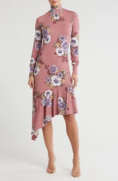 Go Couture Long Sleeve Asymmetric In Clay And Black Floral