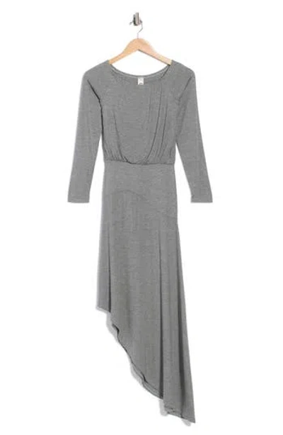 Go Couture Long Sleeve Asymmetric Hem Dress In Gray