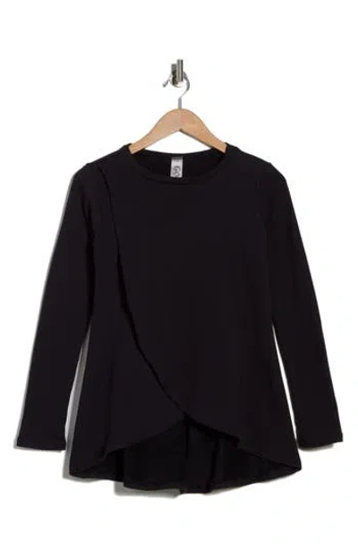 Go Couture Long Sleeve Cross Hem T-shirt In Black