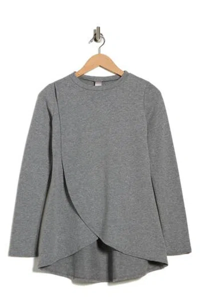 Go Couture Long Sleeve Cross Hem T-shirt In Gray