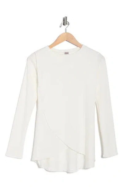 Go Couture Long Sleeve Cross Hem T-shirt In White