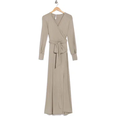 Go Couture Long Sleeve Empire Waist Maxi Dress In Brown
