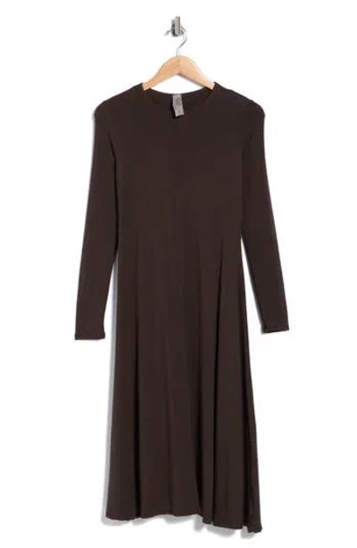 Go Couture Long Sleeve Flare Swing Dress In Brown