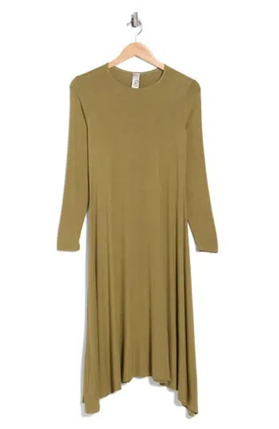 Go Couture Long Sleeve Flare Swing Dress In Green