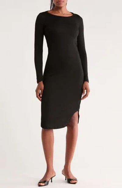 Go Couture Long Sleeve Knit Dress In Black