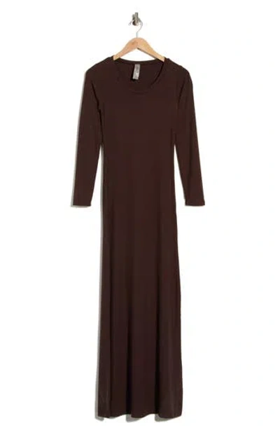 Go Couture Long Sleeve Maxi Dress In Bronze Brown