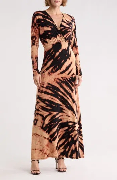 Go Couture Long Sleeve Maxi Dress In Brown