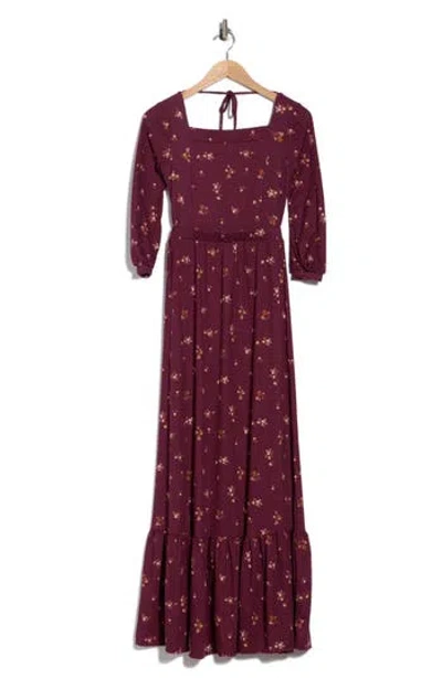 Go Couture Long Sleeve Maxi Dress In Dark Mauve