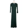 Go Couture Long Sleeve Maxi Dress In Forest Rib