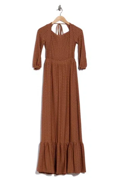 Go Couture Long Sleeve Maxi Dress In Hazelnut