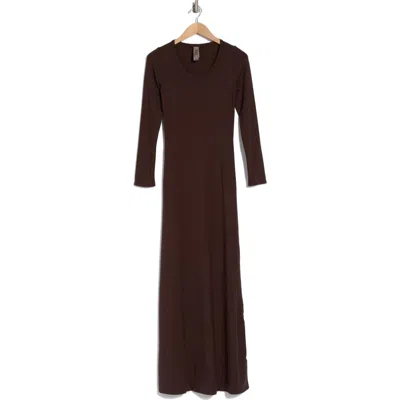 Go Couture Long Sleeve Maxi Dress In Mole Brown