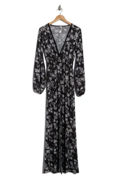 Go Couture Long Sleeve Maxi Dress In Multi