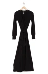 Go Couture Long Sleeve Maxi Wrap Dress In Black