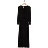 Go Couture Long Sleeve Maxi Wrap Dress In Black