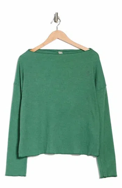 Go Couture Long Sleeve Pullover Sweater In Green