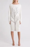 Go Couture Long Sleeve Sheath Dress In Heather Grey