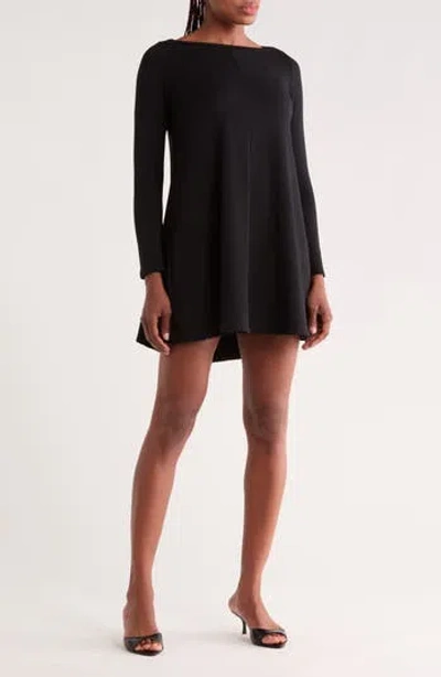 Go Couture Long Sleeve Swing Dress In Black
