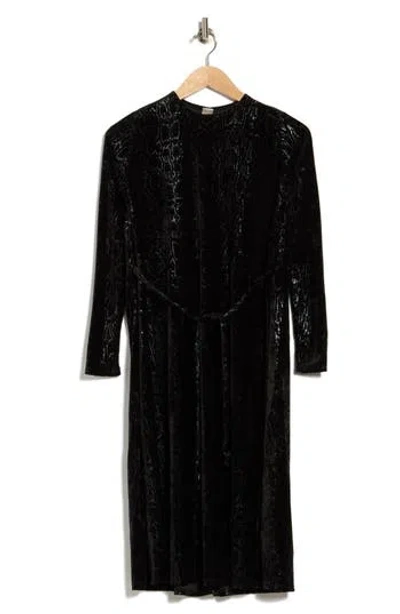 Go Couture Long Sleeve Texture Knit Dress In Black